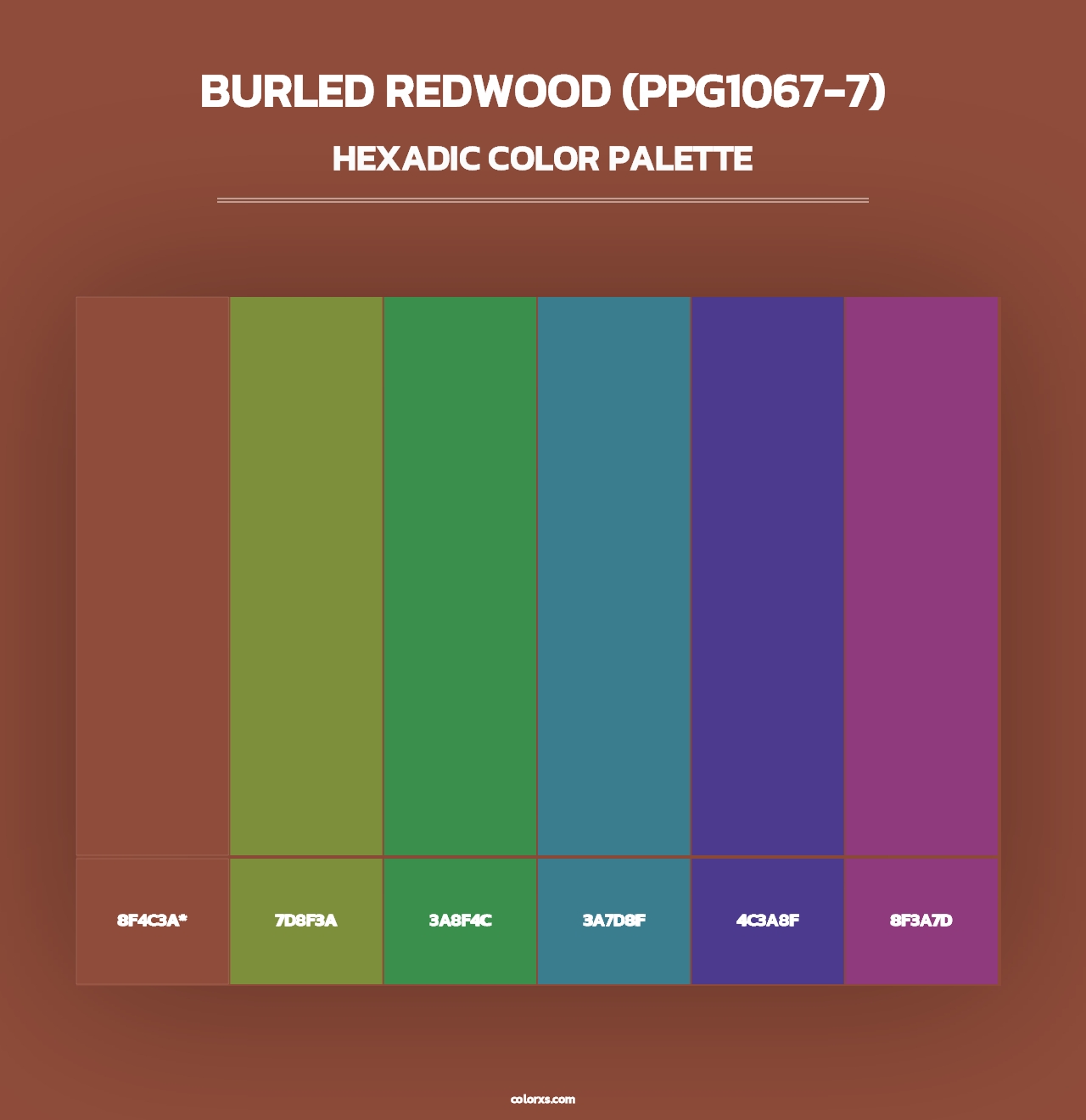 Burled Redwood (PPG1067-7) - Hexadic Color Palette