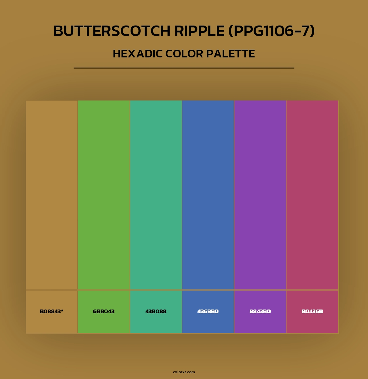 Butterscotch Ripple (PPG1106-7) - Hexadic Color Palette