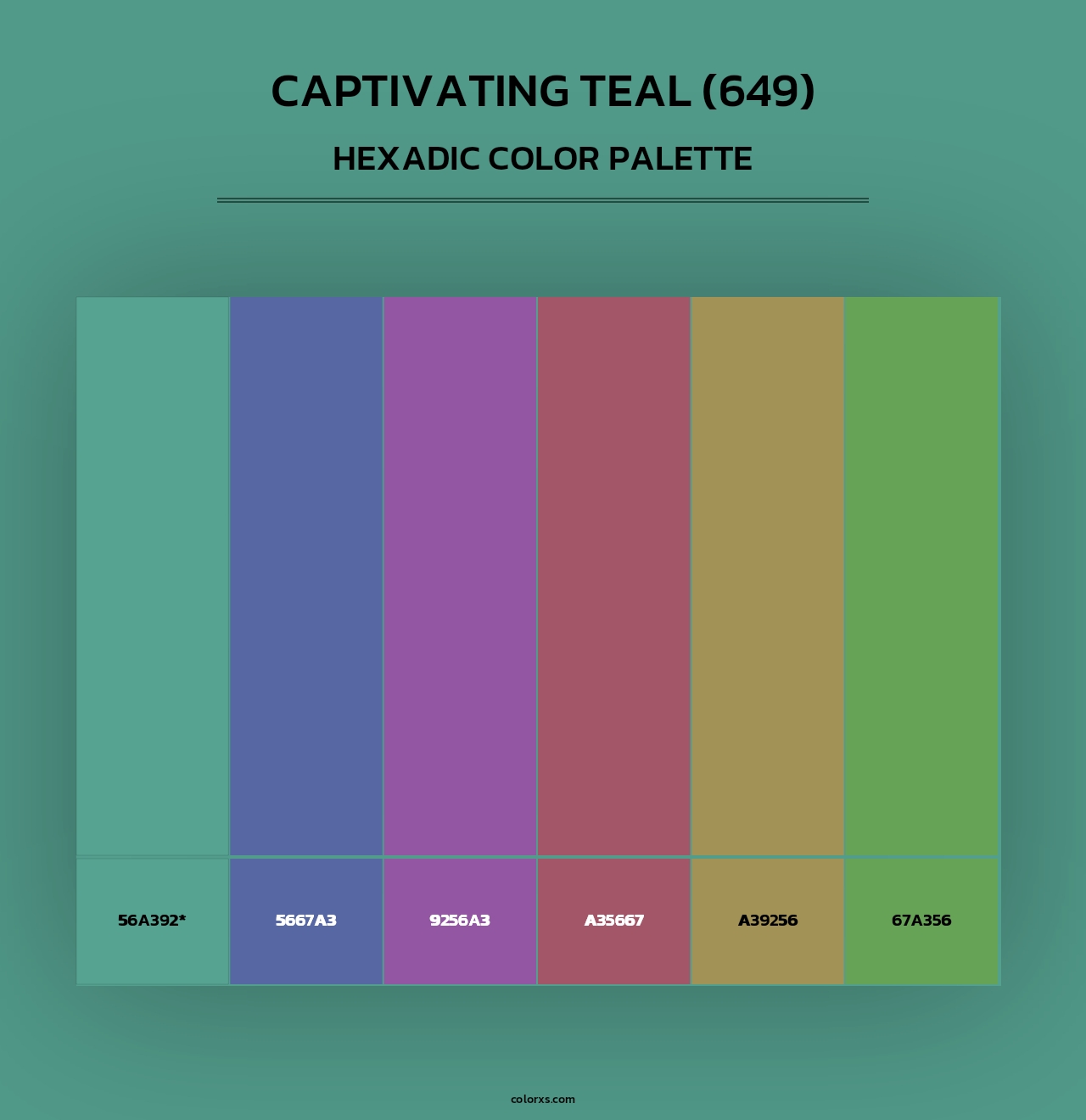 Captivating Teal (649) - Hexadic Color Palette