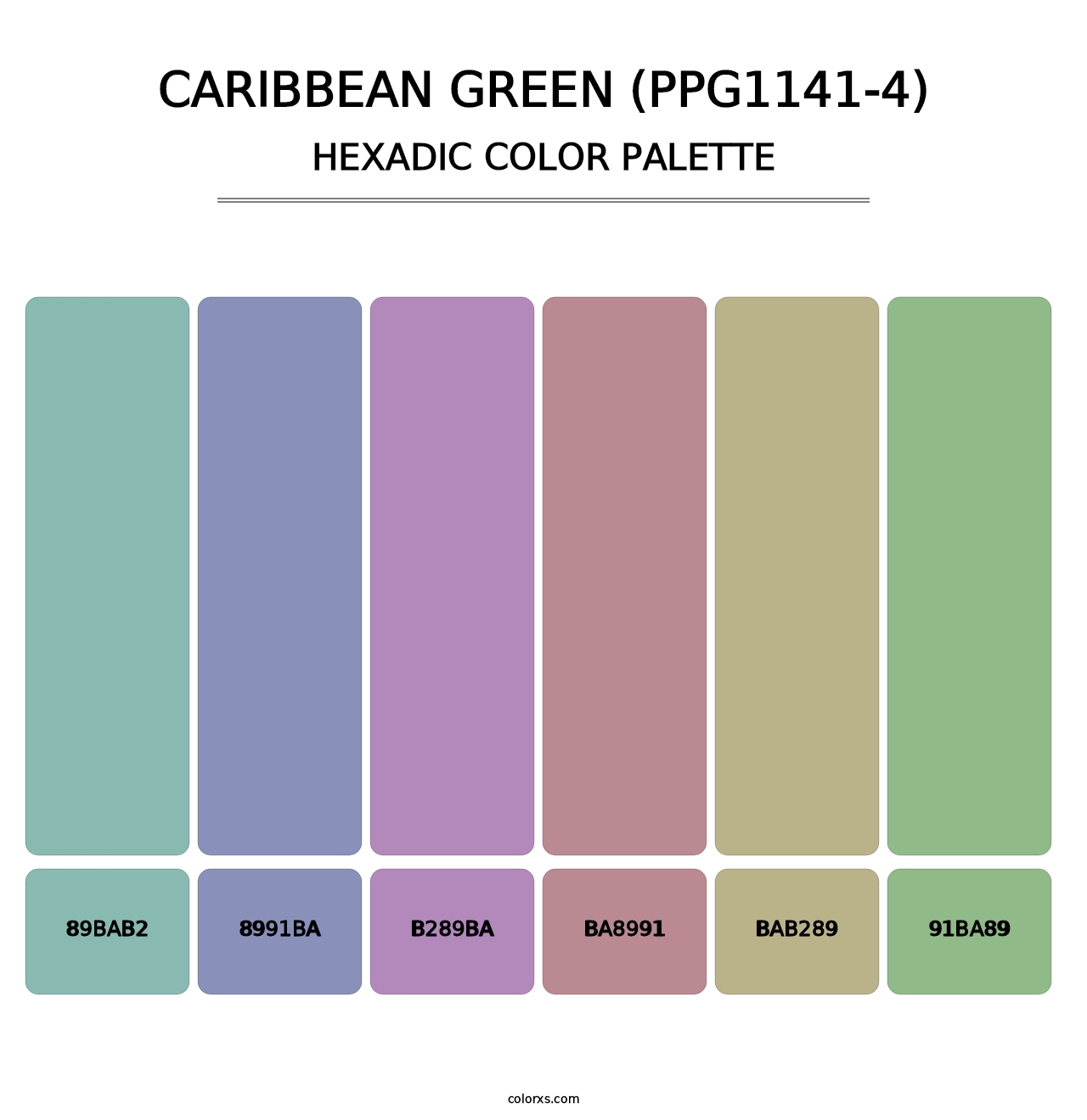 Caribbean Green (PPG1141-4) - Hexadic Color Palette