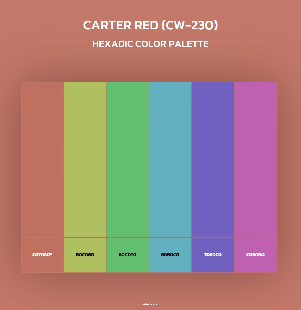 Carter Red (CW-230) - Hexadic Color Palette