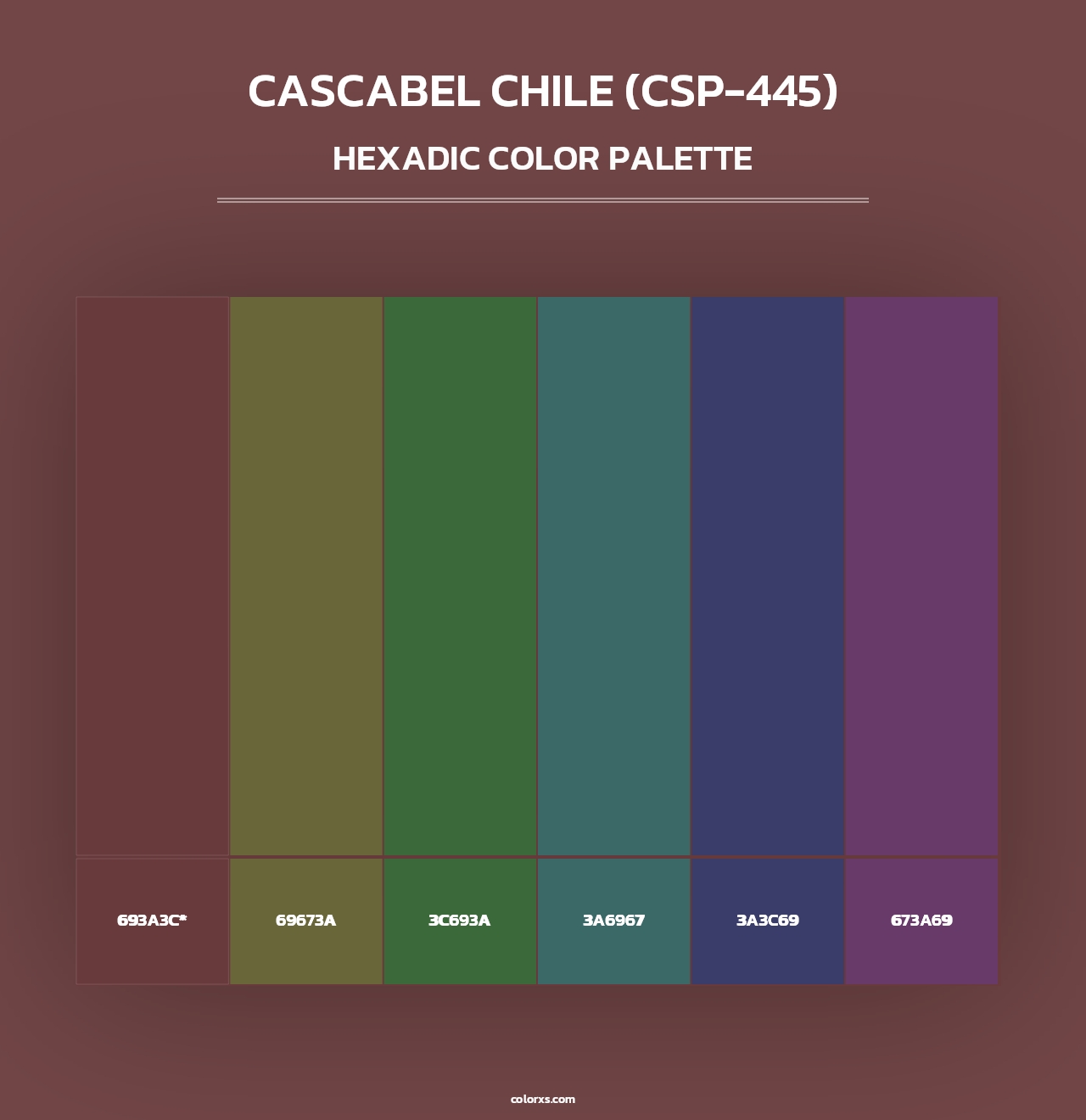 Cascabel Chile (CSP-445) - Hexadic Color Palette