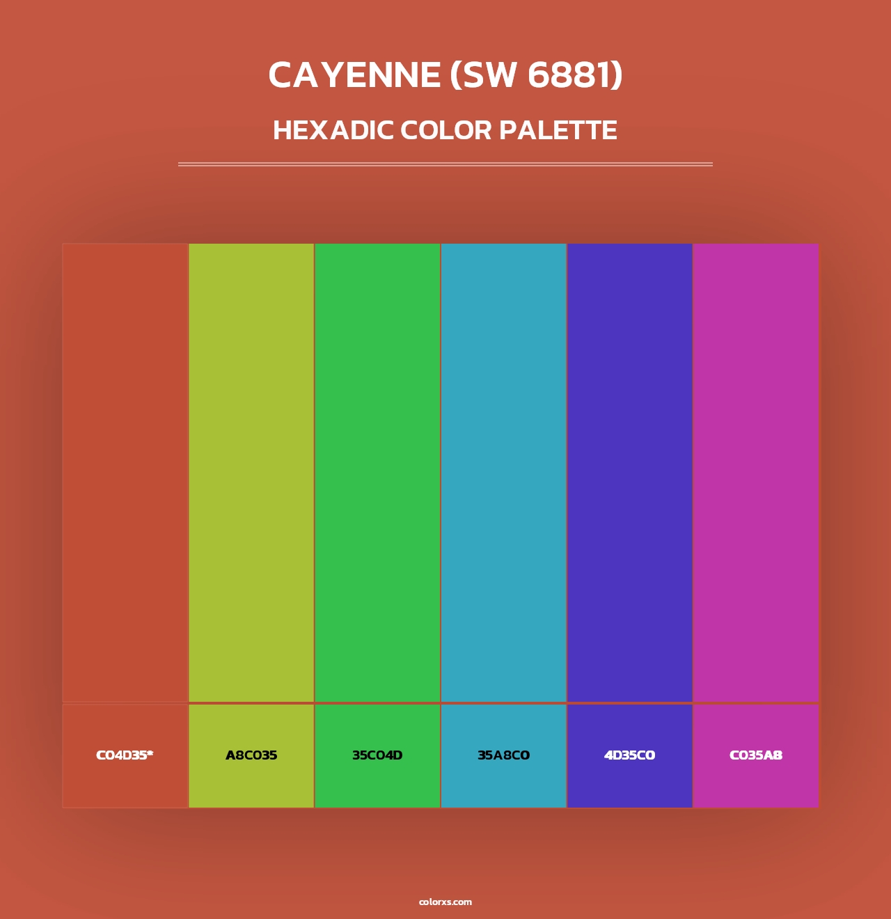 Cayenne (SW 6881) - Hexadic Color Palette