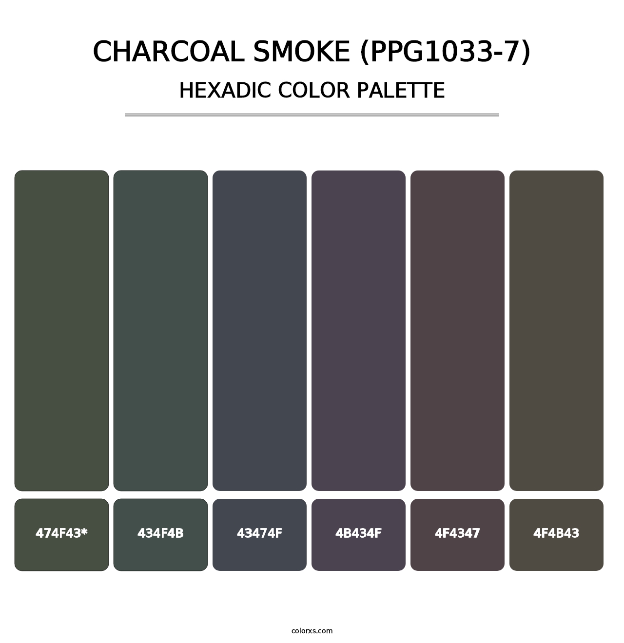 Charcoal Smoke (PPG1033-7) - Hexadic Color Palette