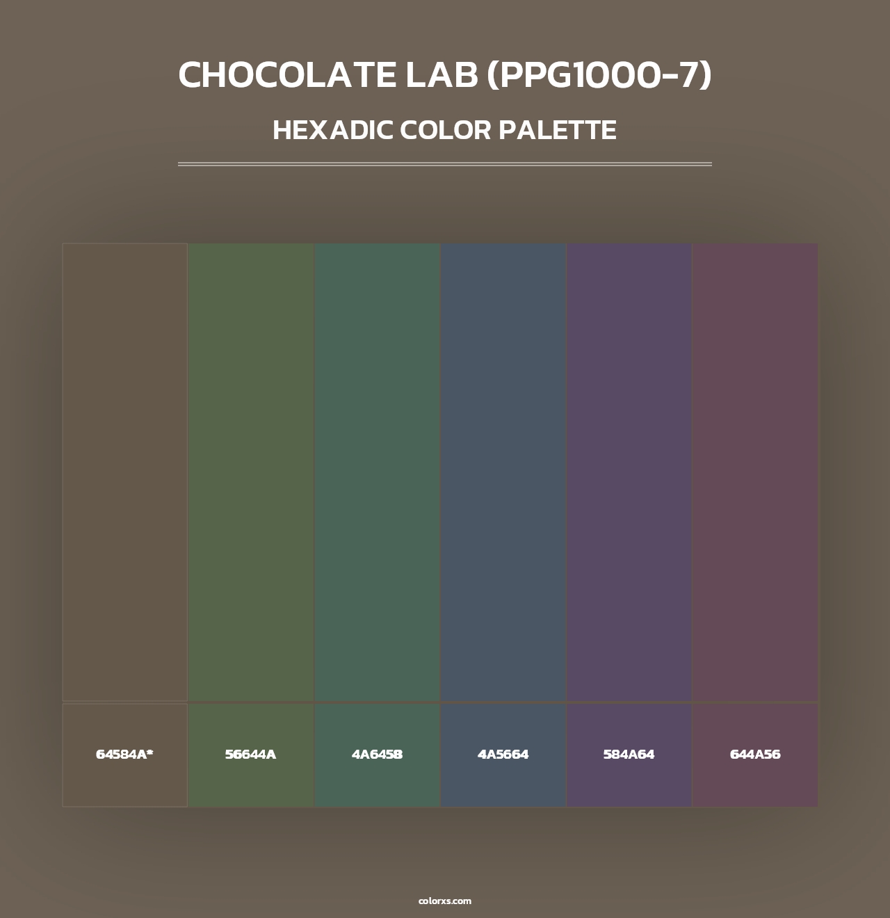 Chocolate Lab (PPG1000-7) - Hexadic Color Palette