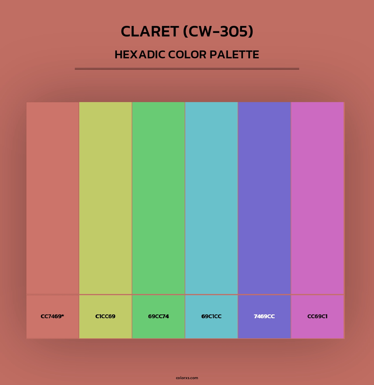 Claret (CW-305) - Hexadic Color Palette