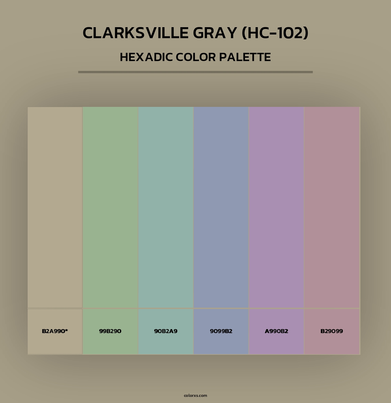 Clarksville Gray (HC-102) - Hexadic Color Palette