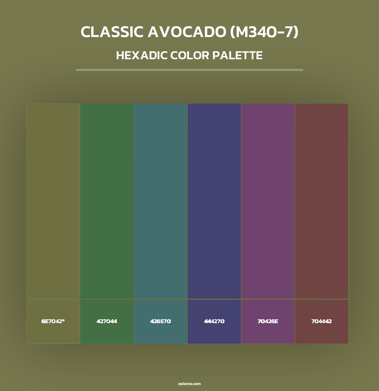 Classic Avocado (M340-7) - Hexadic Color Palette