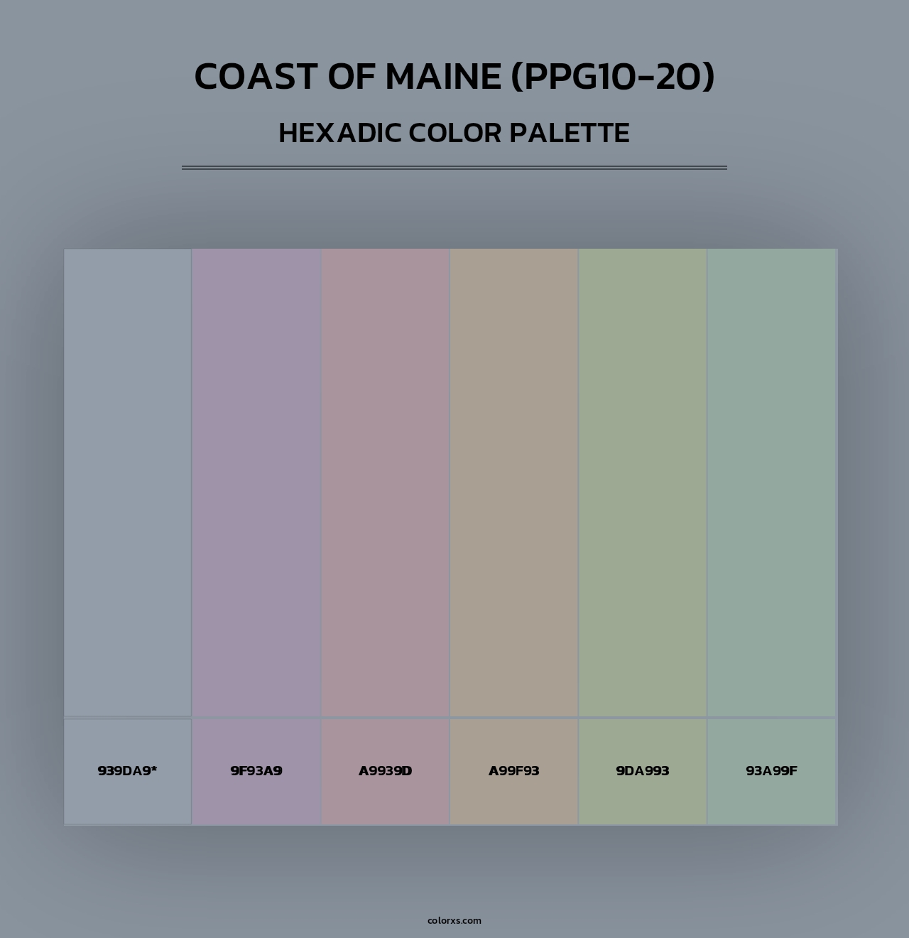 Coast Of Maine (PPG10-20) - Hexadic Color Palette