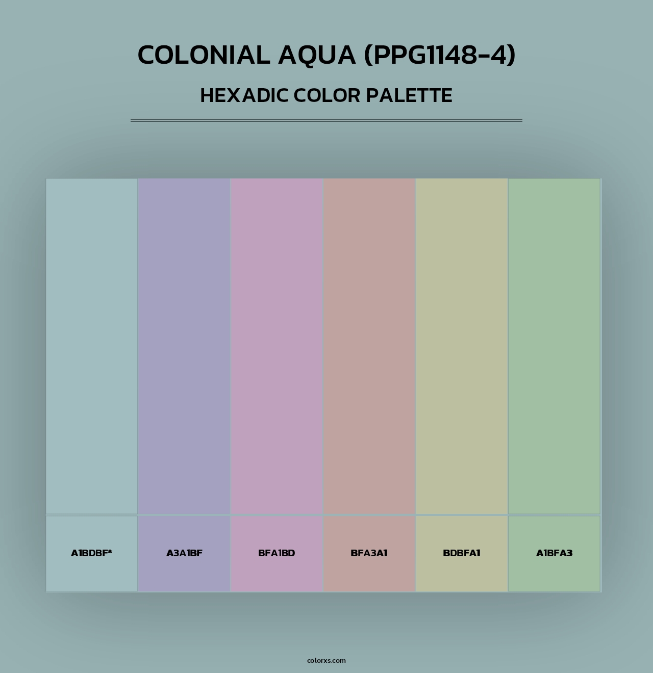 Colonial Aqua (PPG1148-4) - Hexadic Color Palette