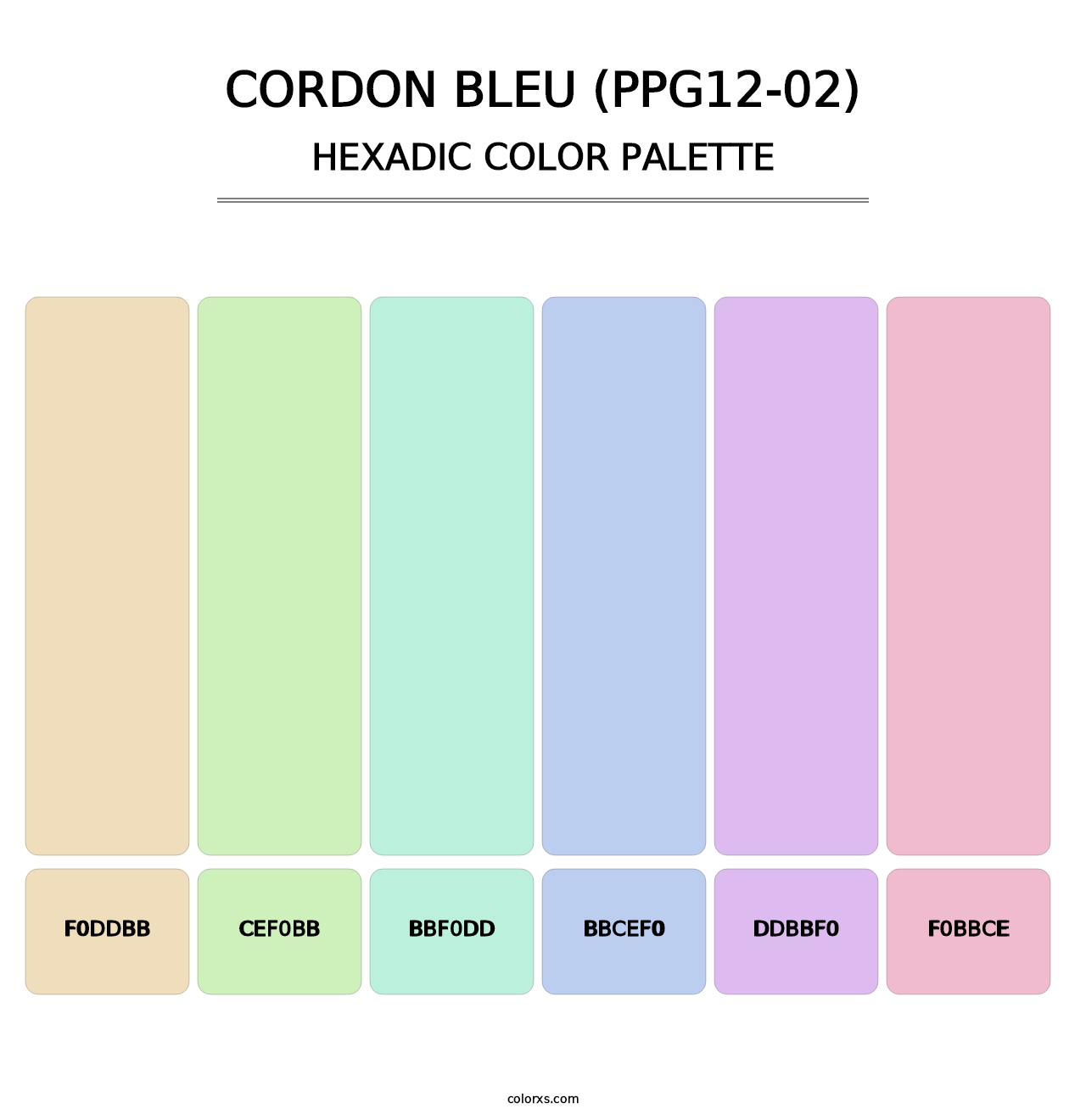 Cordon Bleu (PPG12-02) - Hexadic Color Palette