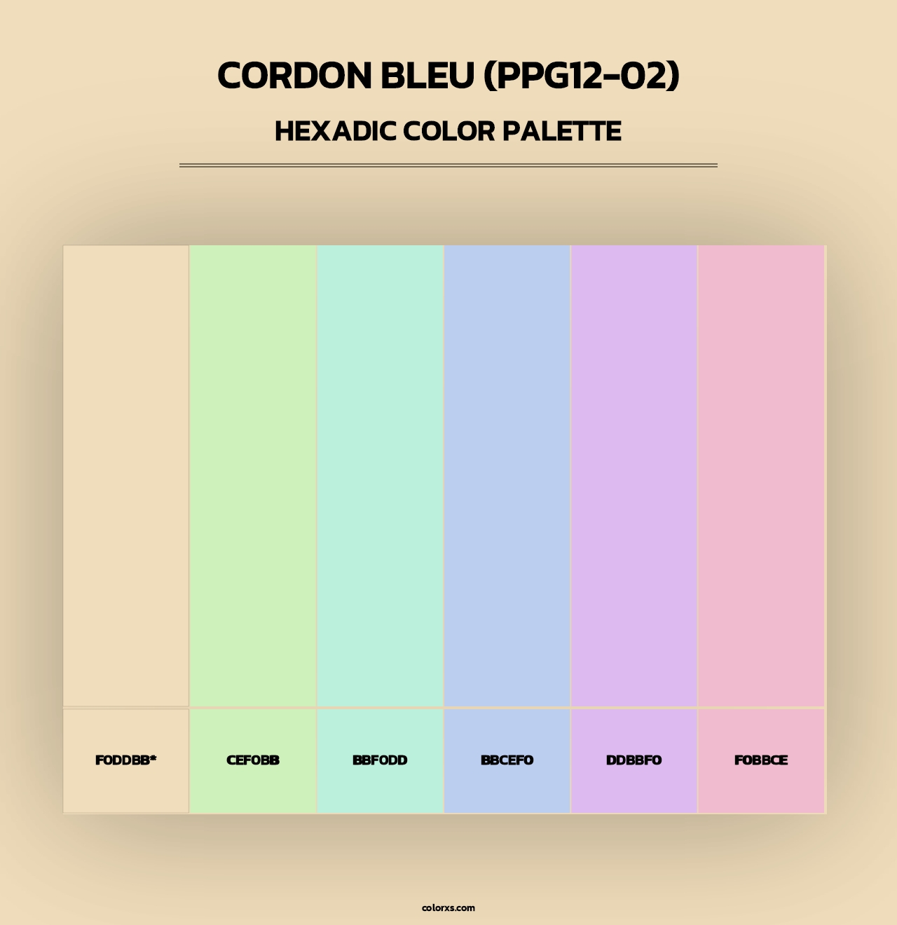 Cordon Bleu (PPG12-02) - Hexadic Color Palette