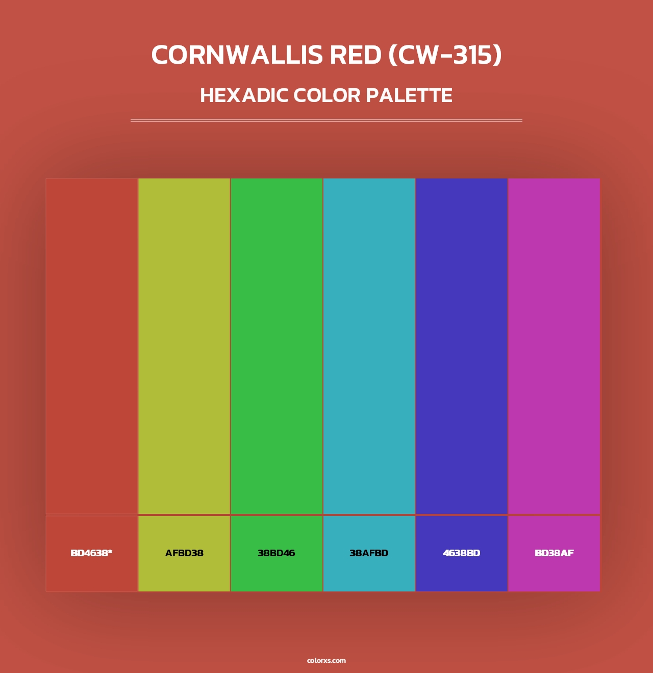 Cornwallis Red (CW-315) - Hexadic Color Palette