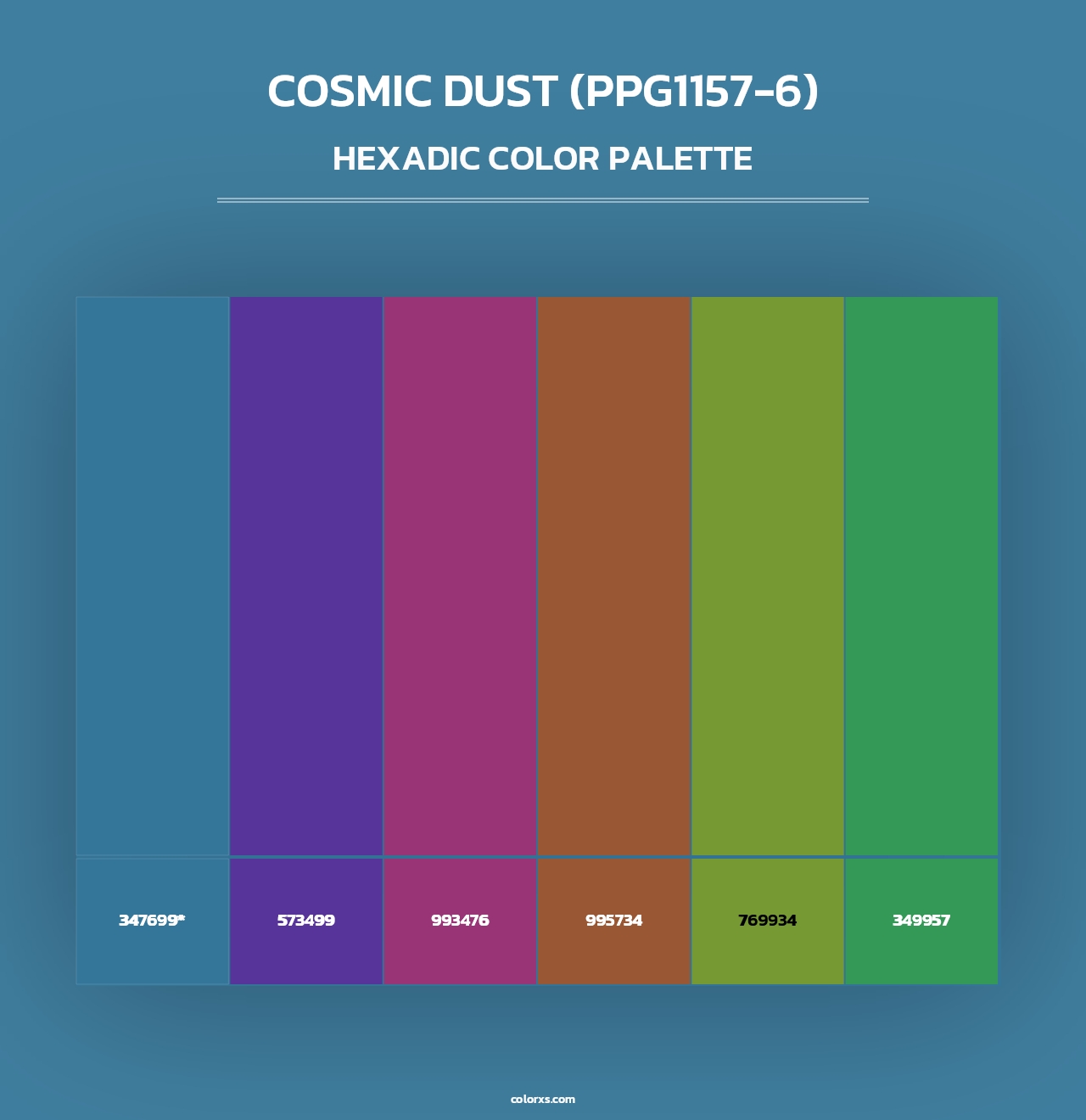 Cosmic Dust (PPG1157-6) - Hexadic Color Palette