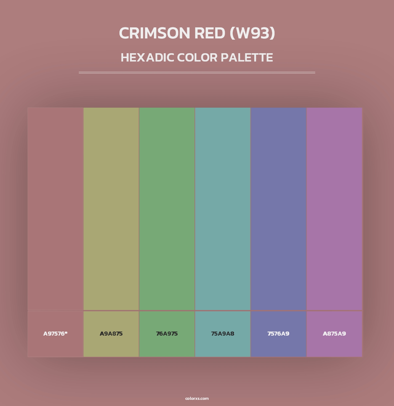 Crimson Red (W93) - Hexadic Color Palette