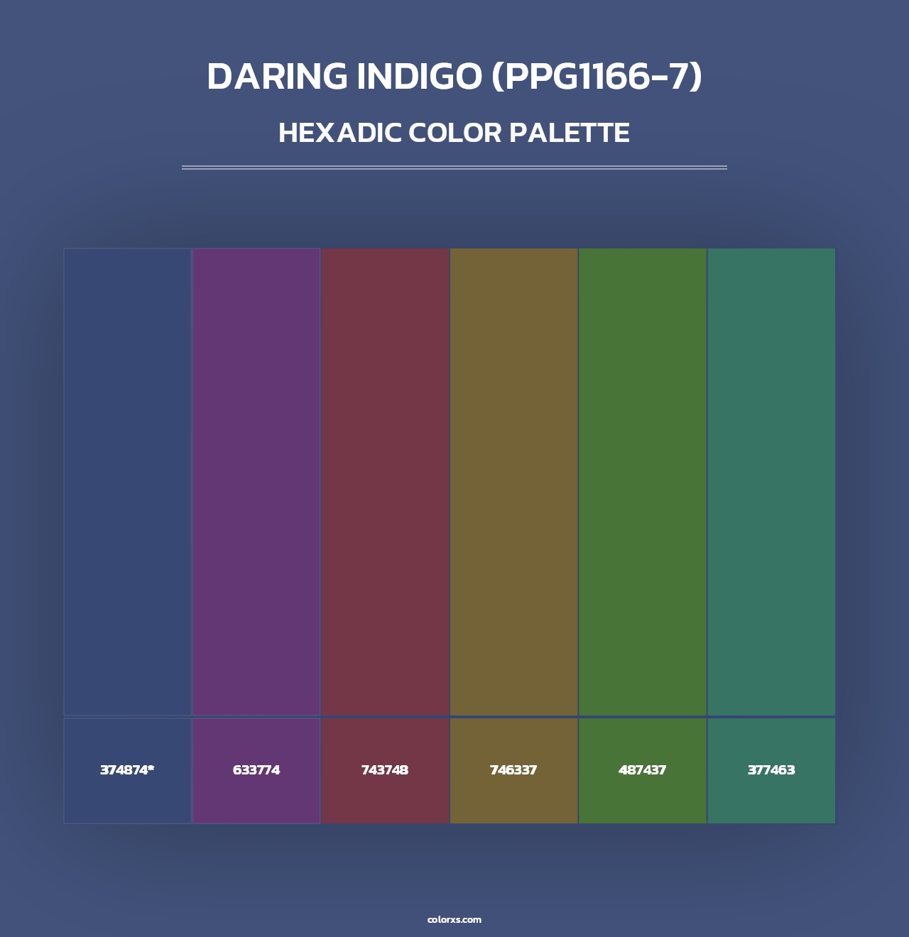 Daring Indigo (PPG1166-7) - Hexadic Color Palette