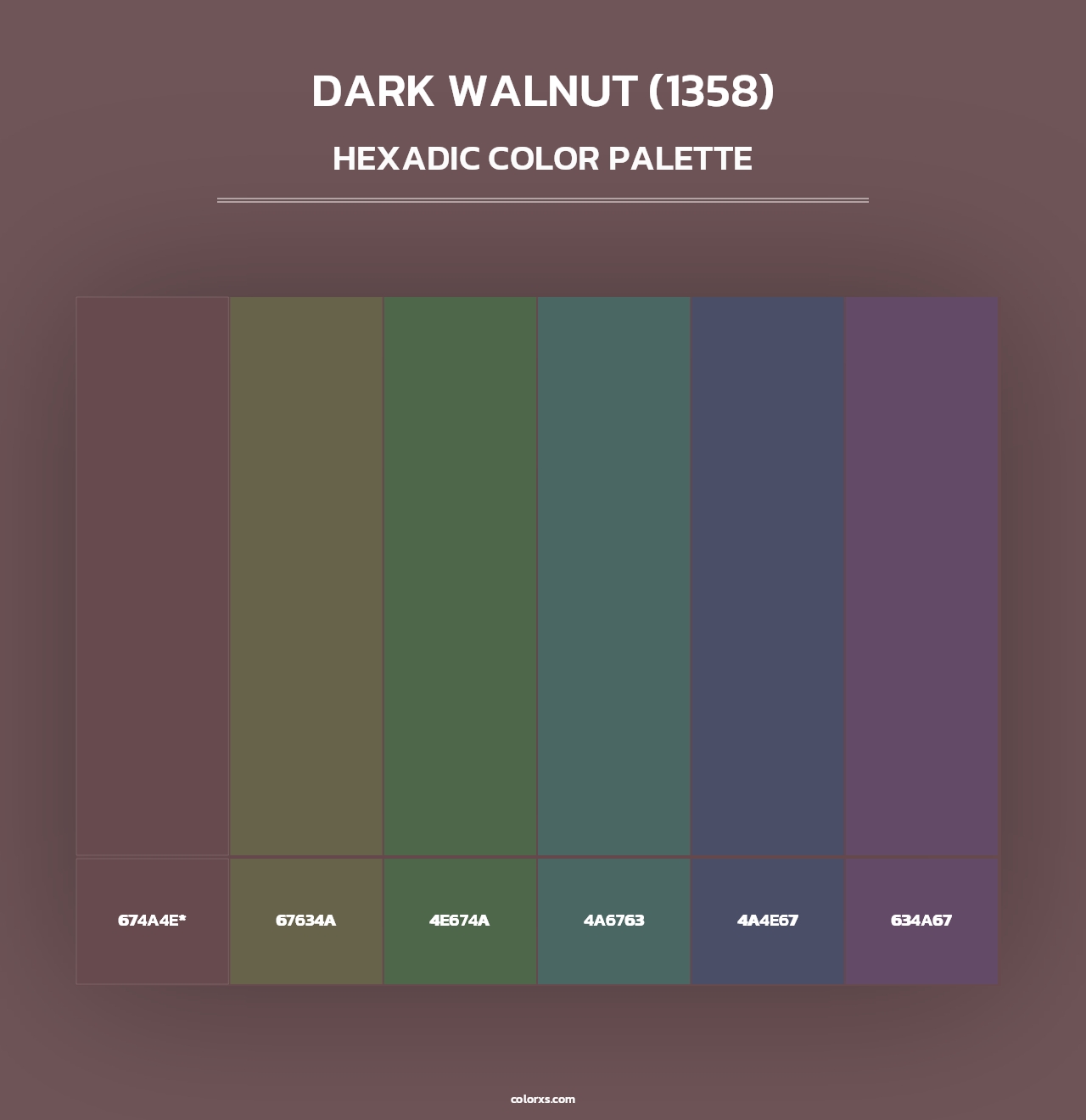 Dark Walnut (1358) - Hexadic Color Palette