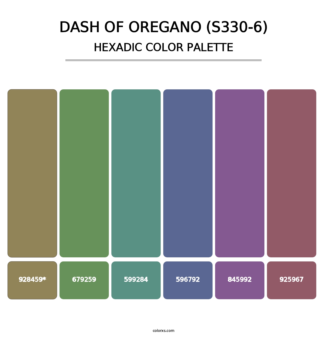 Dash Of Oregano (S330-6) - Hexadic Color Palette