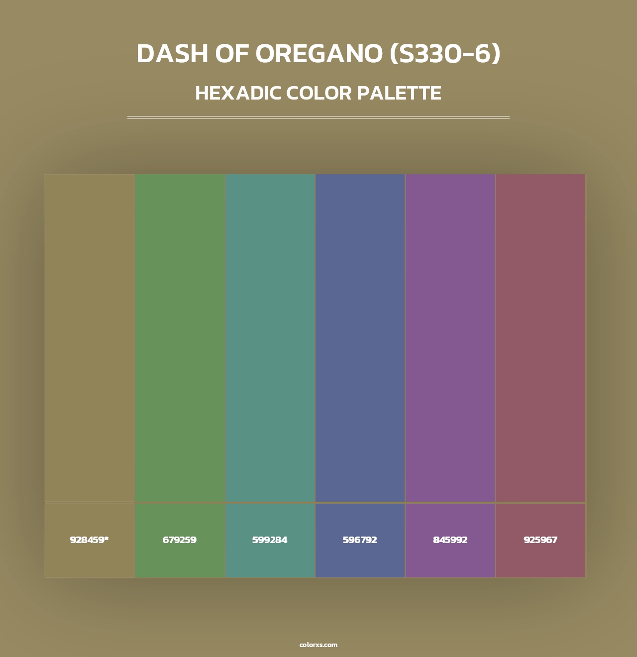 Dash Of Oregano (S330-6) - Hexadic Color Palette