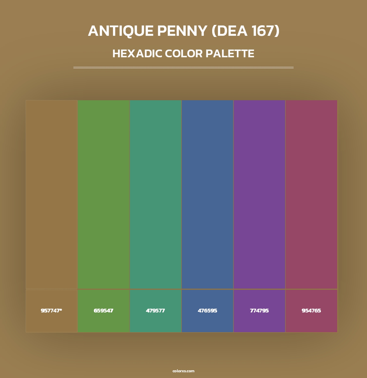 Antique Penny (DEA 167) - Hexadic Color Palette