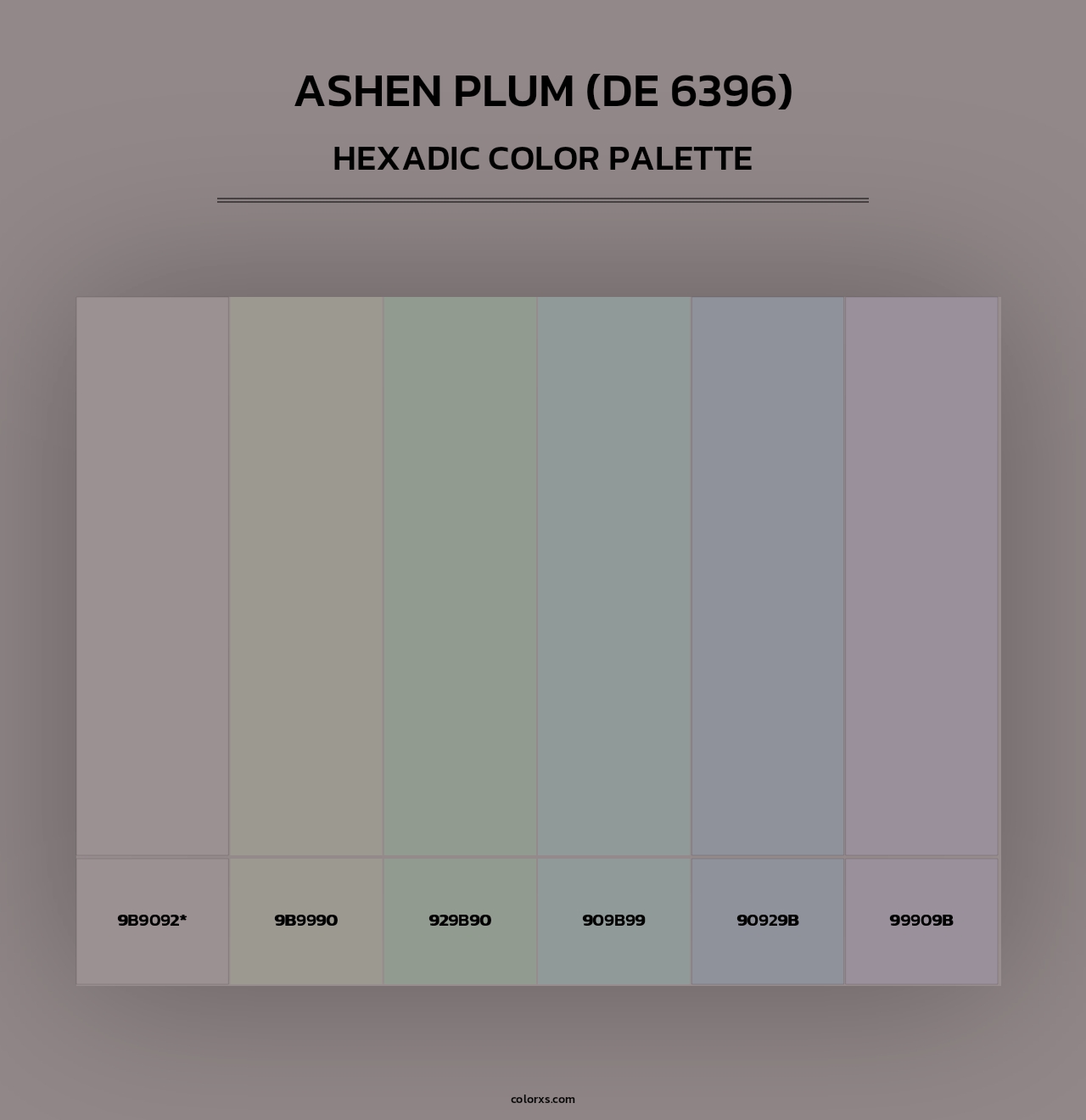 Ashen Plum (DE 6396) - Hexadic Color Palette