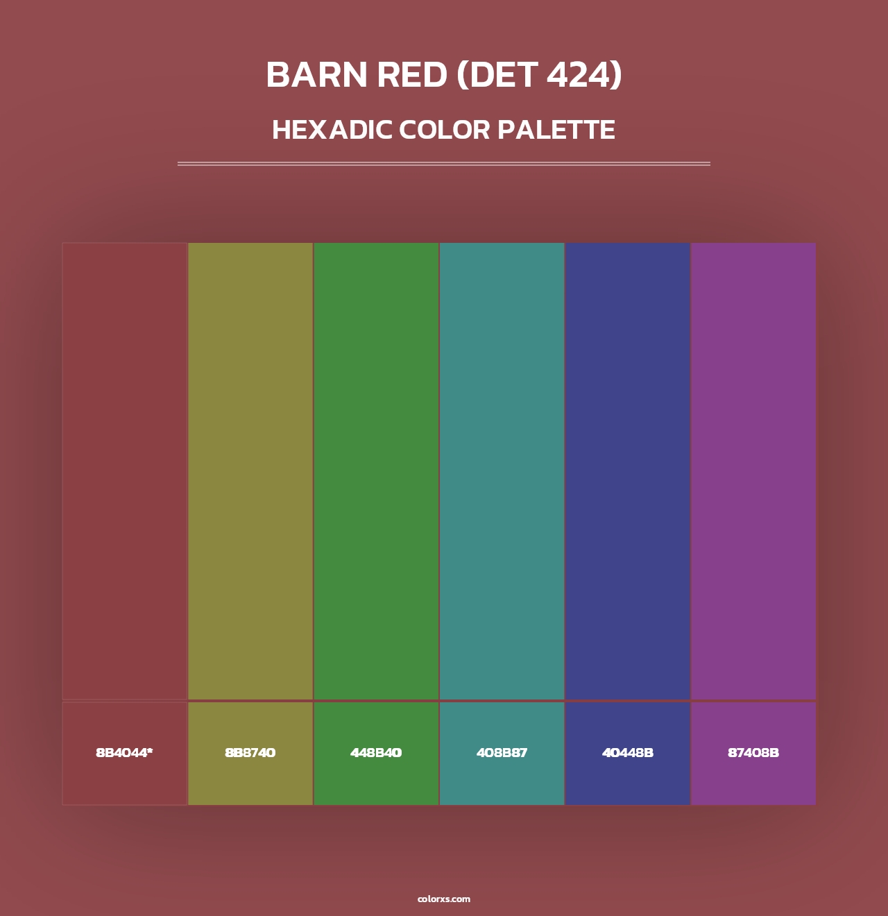 Barn Red (DET 424) - Hexadic Color Palette