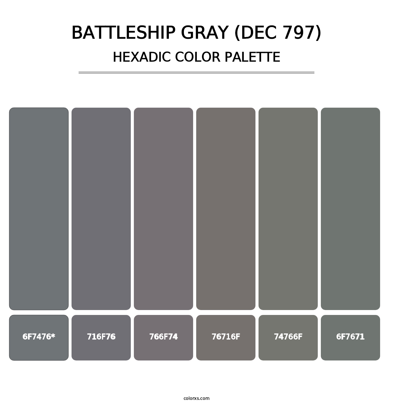 Battleship Gray (DEC 797) - Hexadic Color Palette