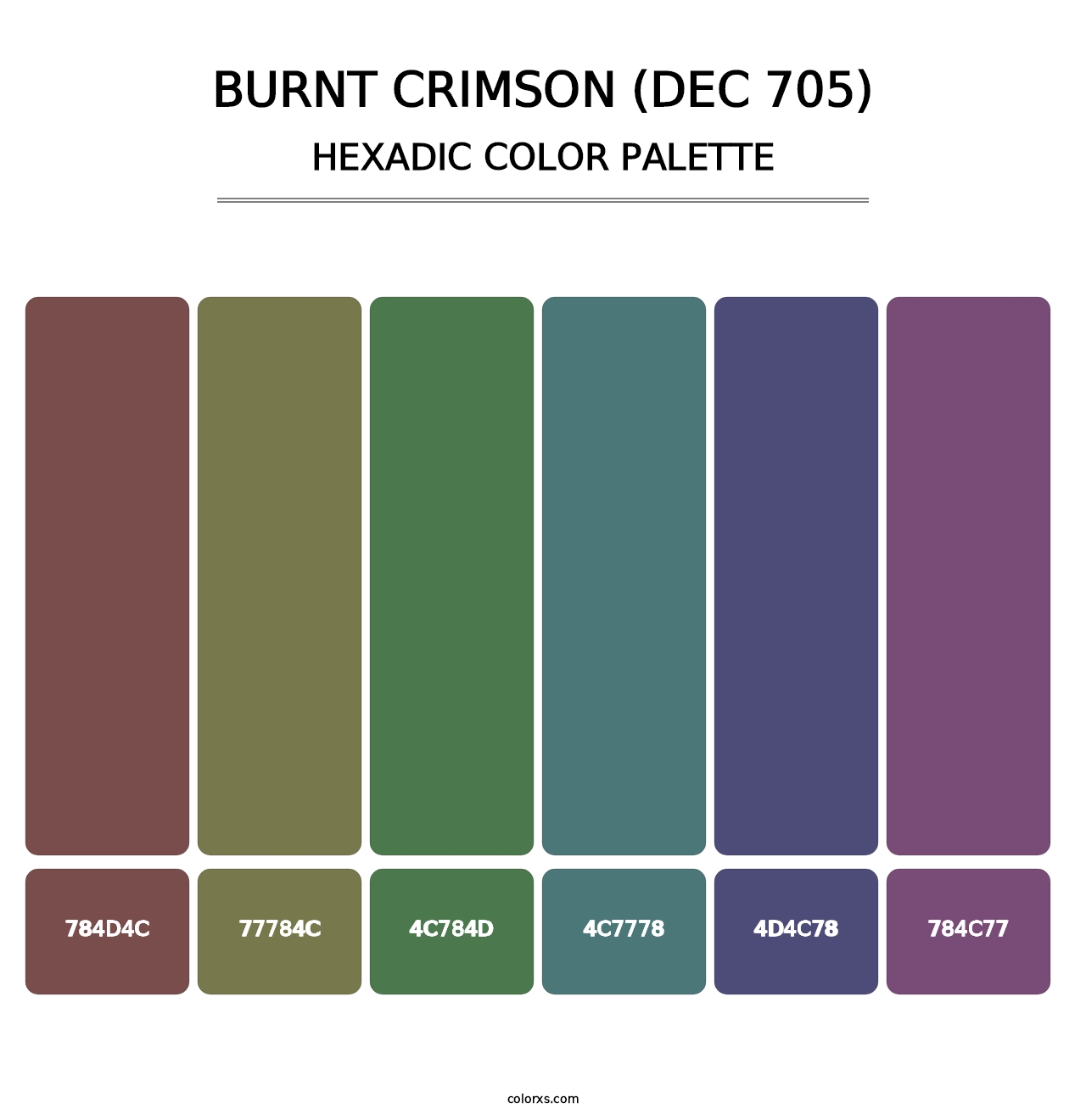 Burnt Crimson (DEC 705) - Hexadic Color Palette