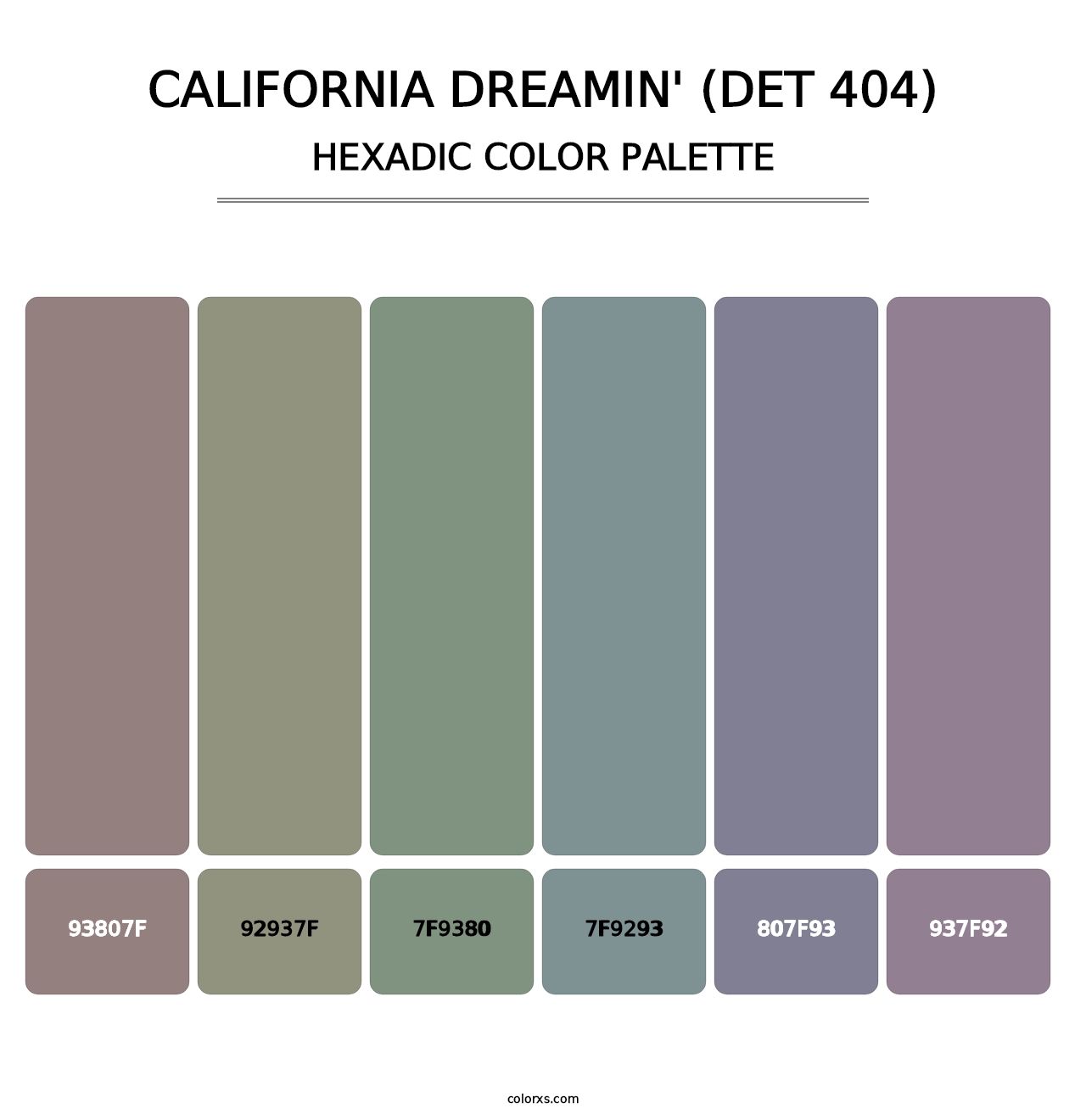 California Dreamin' (DET 404) - Hexadic Color Palette