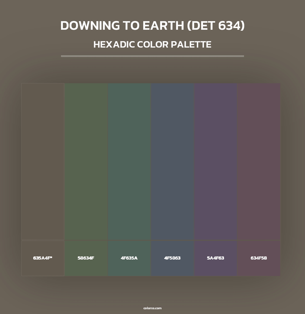 Downing to Earth (DET 634) - Hexadic Color Palette