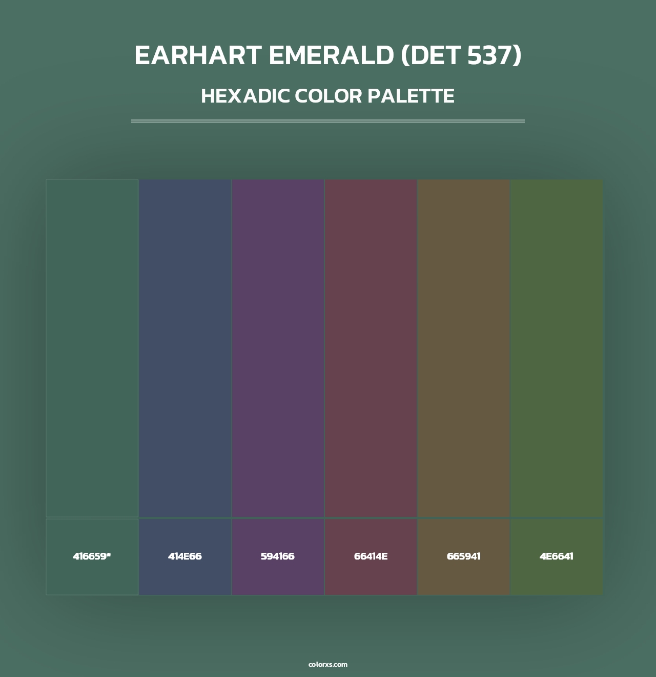 Earhart Emerald (DET 537) - Hexadic Color Palette
