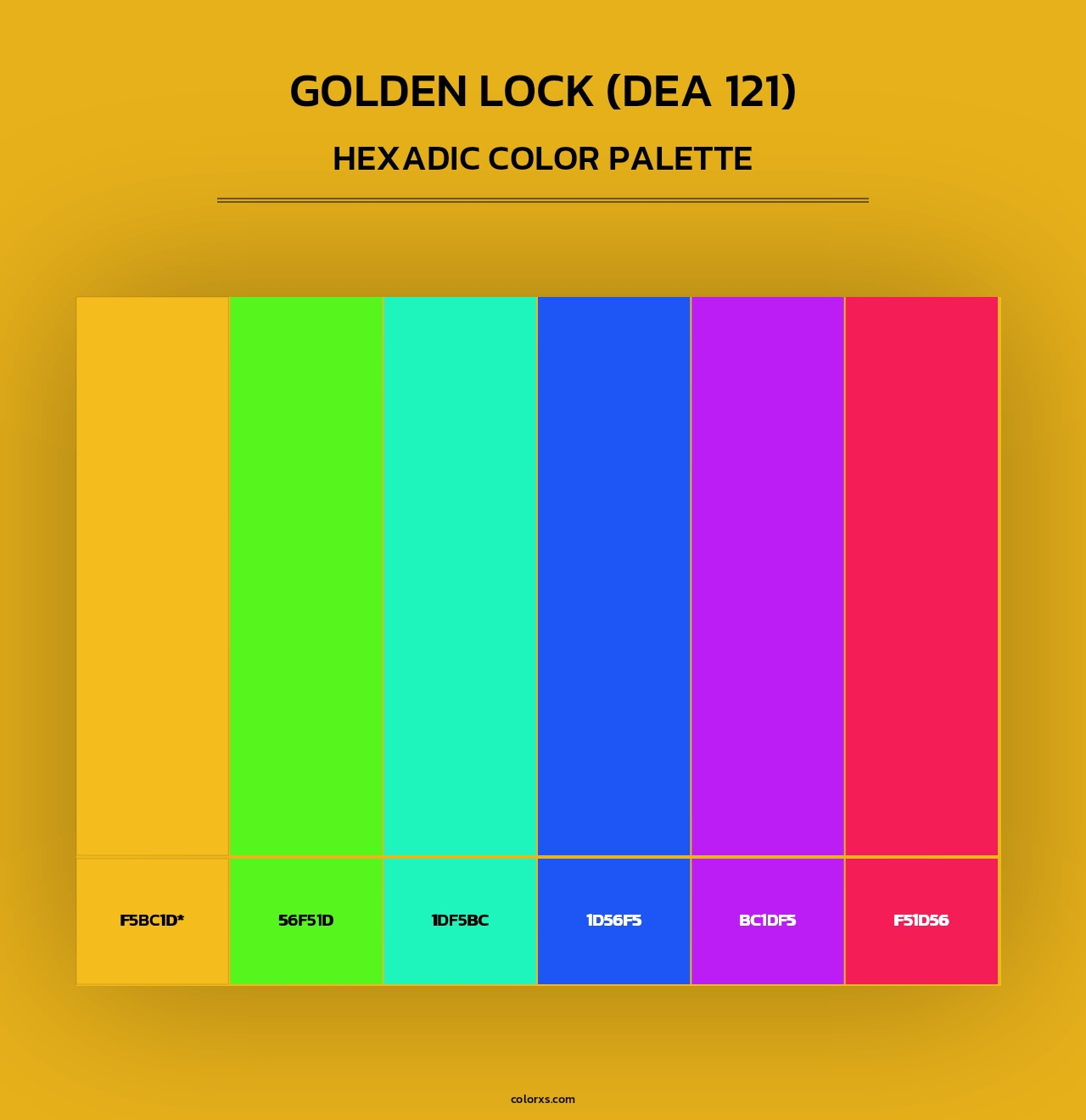 Golden Lock (DEA 121) - Hexadic Color Palette