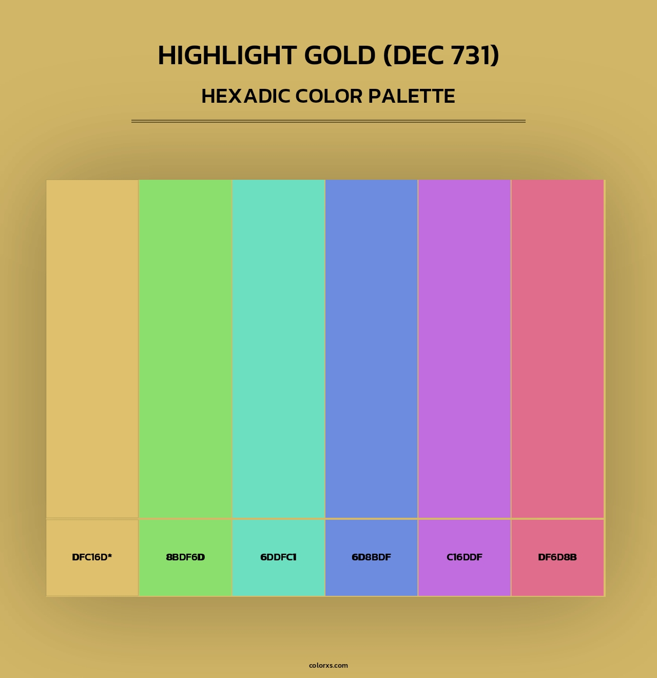 Highlight Gold (DEC 731) - Hexadic Color Palette