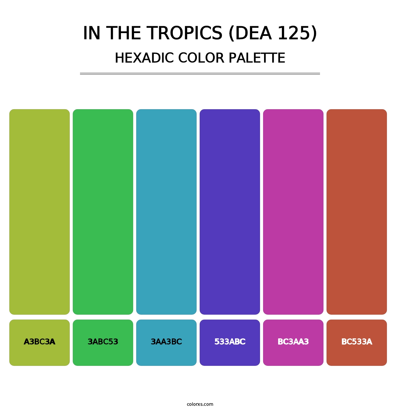 In the Tropics (DEA 125) - Hexadic Color Palette