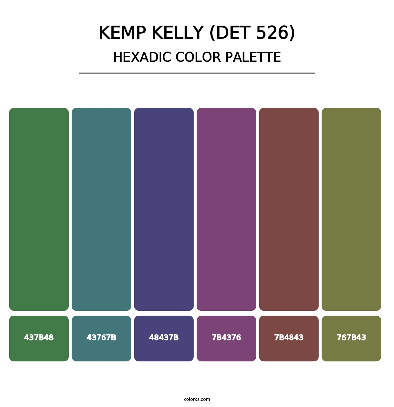 Kemp Kelly (DET 526) - Hexadic Color Palette