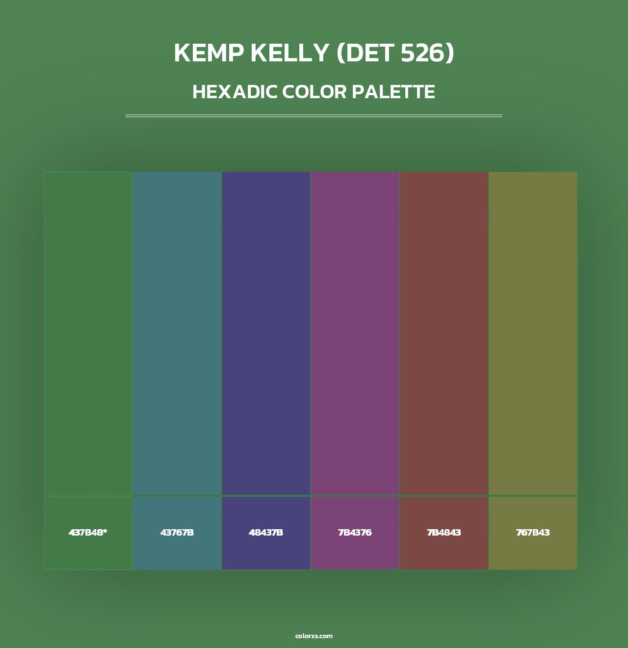 Kemp Kelly (DET 526) - Hexadic Color Palette