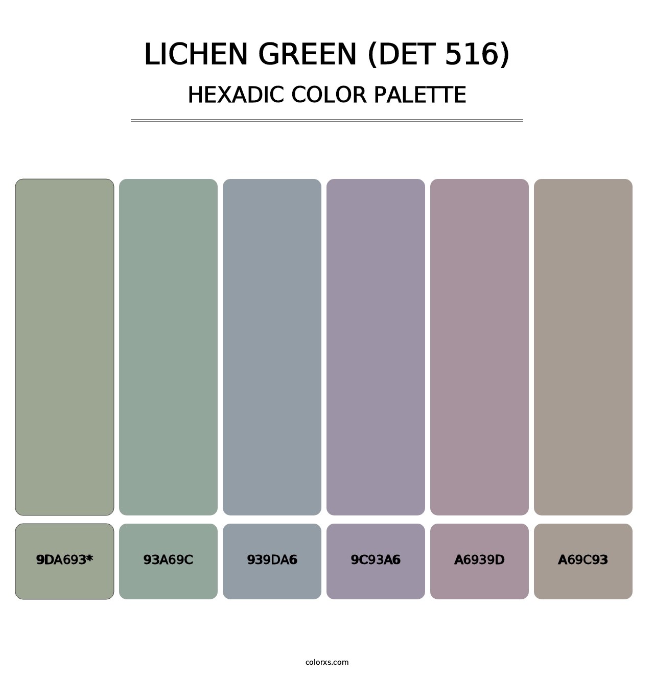 Lichen Green (DET 516) - Hexadic Color Palette