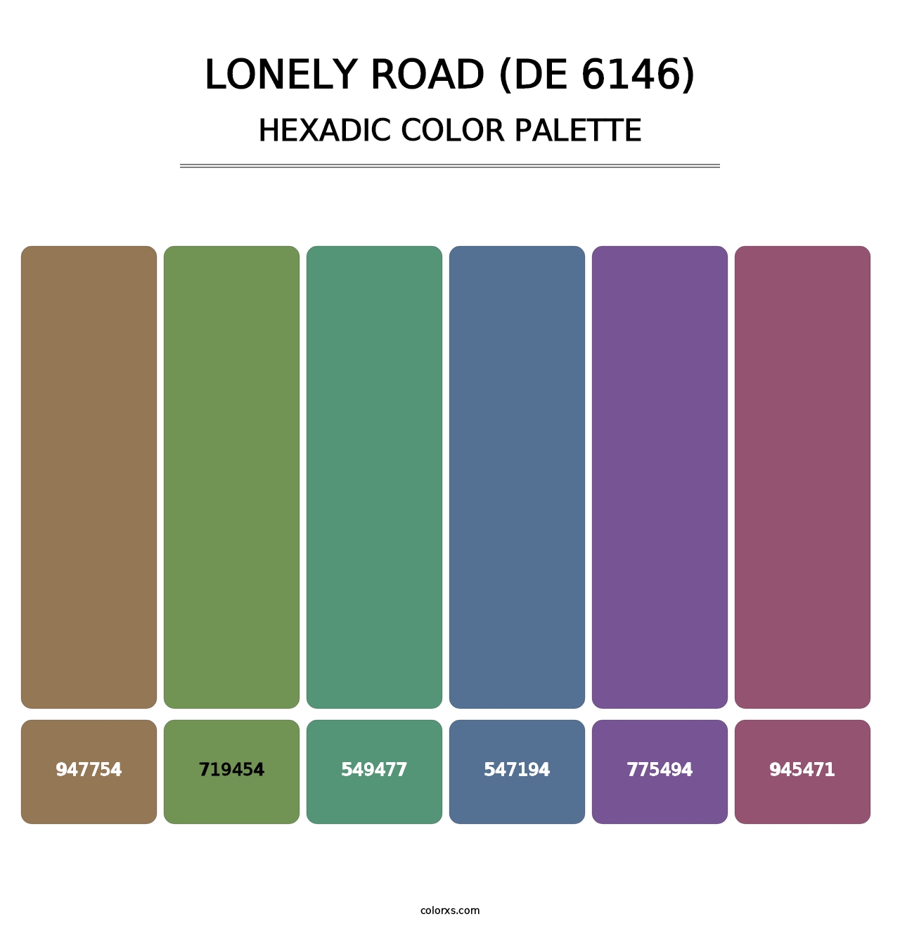 Lonely Road (DE 6146) - Hexadic Color Palette