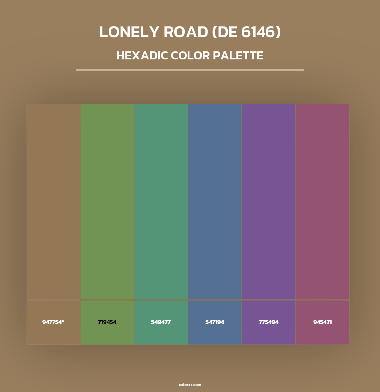Lonely Road (DE 6146) - Hexadic Color Palette