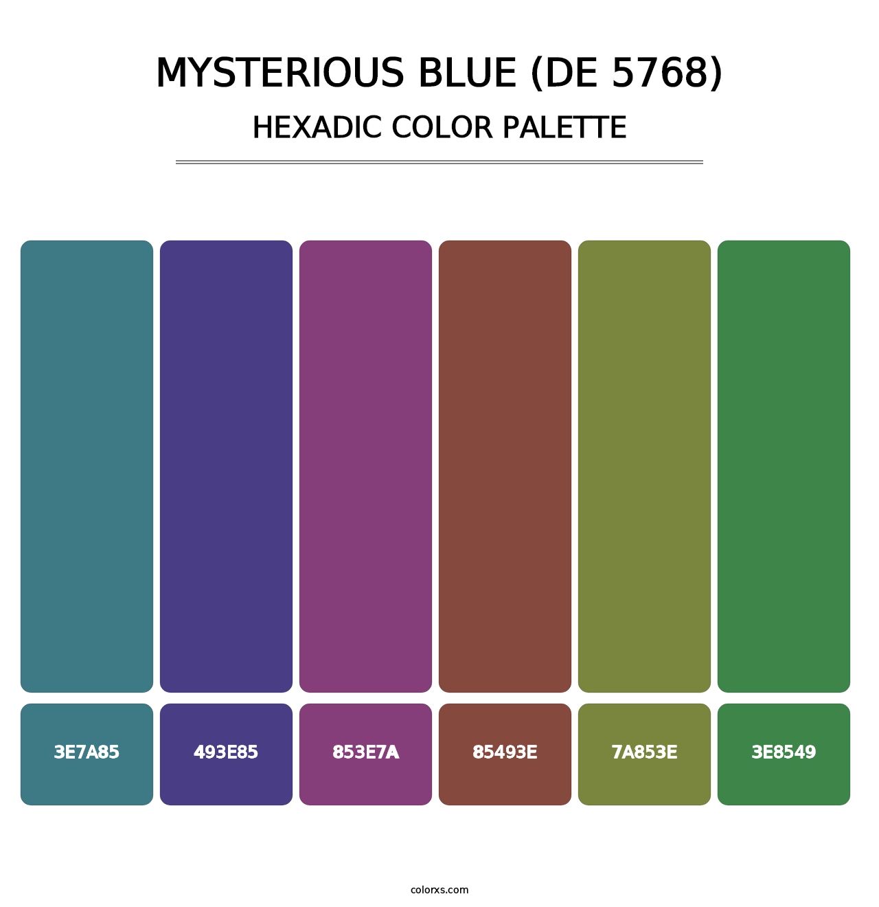 Mysterious Blue (DE 5768) - Hexadic Color Palette