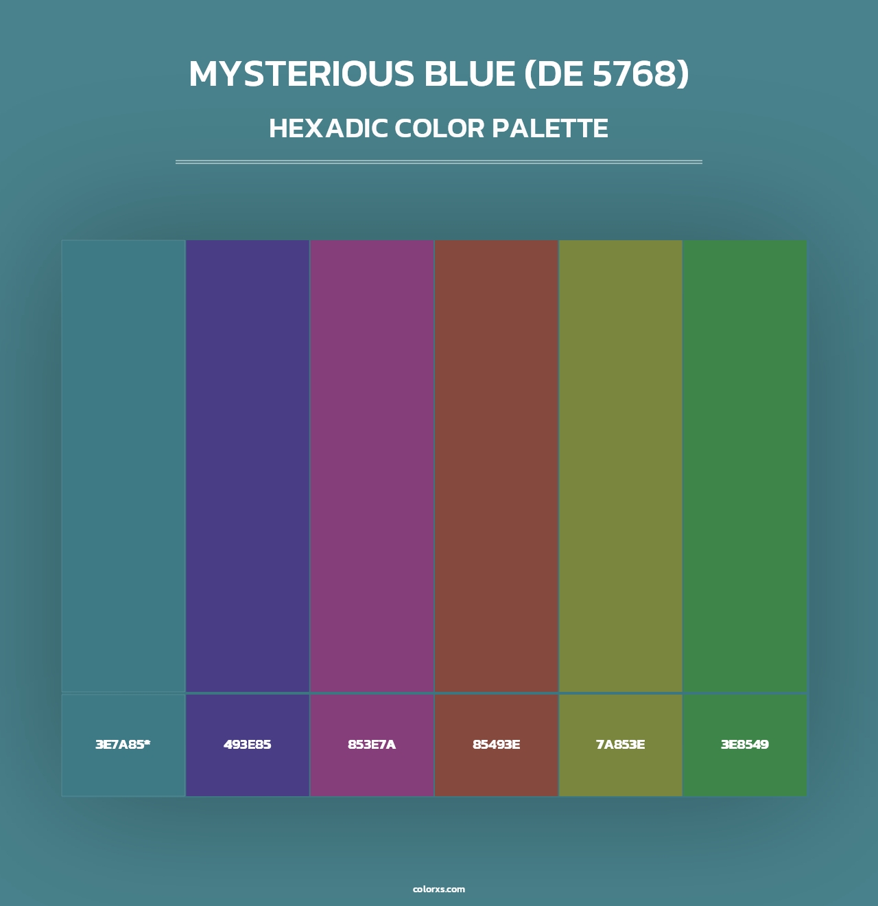 Mysterious Blue (DE 5768) - Hexadic Color Palette