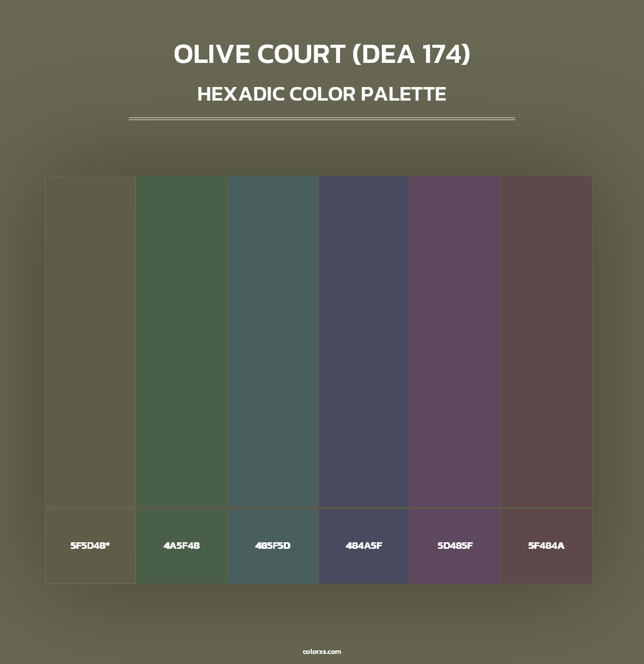 Olive Court (DEA 174) - Hexadic Color Palette
