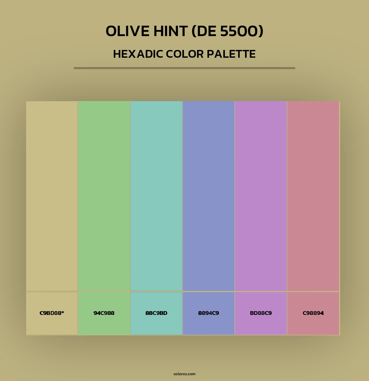 Olive Hint (DE 5500) - Hexadic Color Palette
