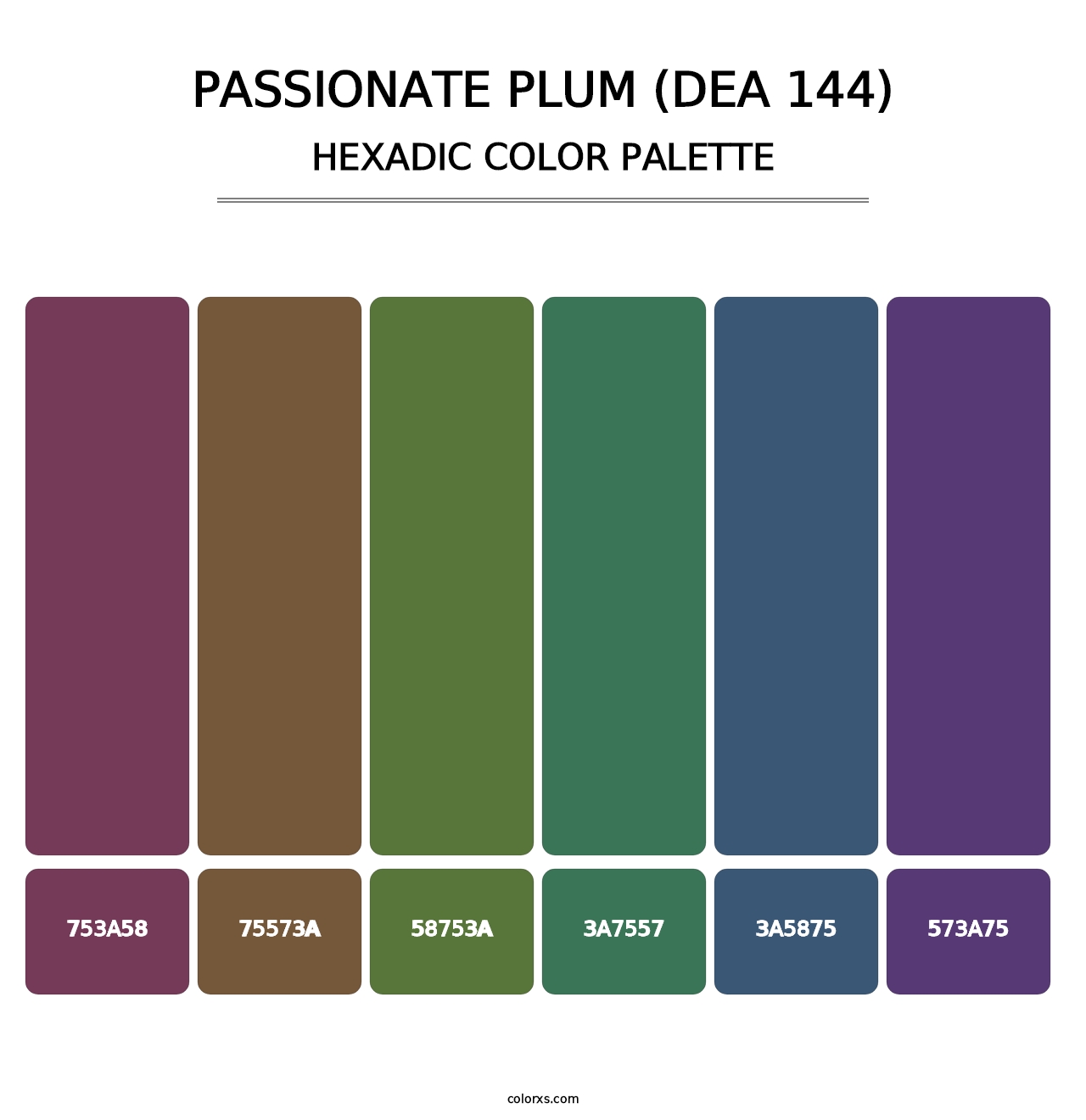 Passionate Plum (DEA 144) - Hexadic Color Palette