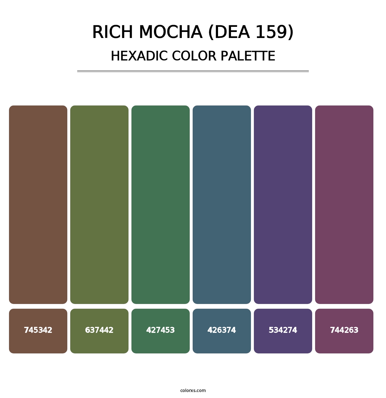 Rich Mocha (DEA 159) - Hexadic Color Palette