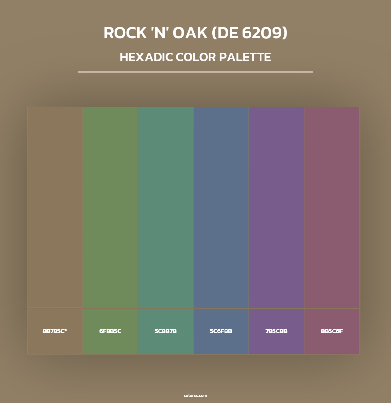 Rock 'n' Oak (DE 6209) - Hexadic Color Palette