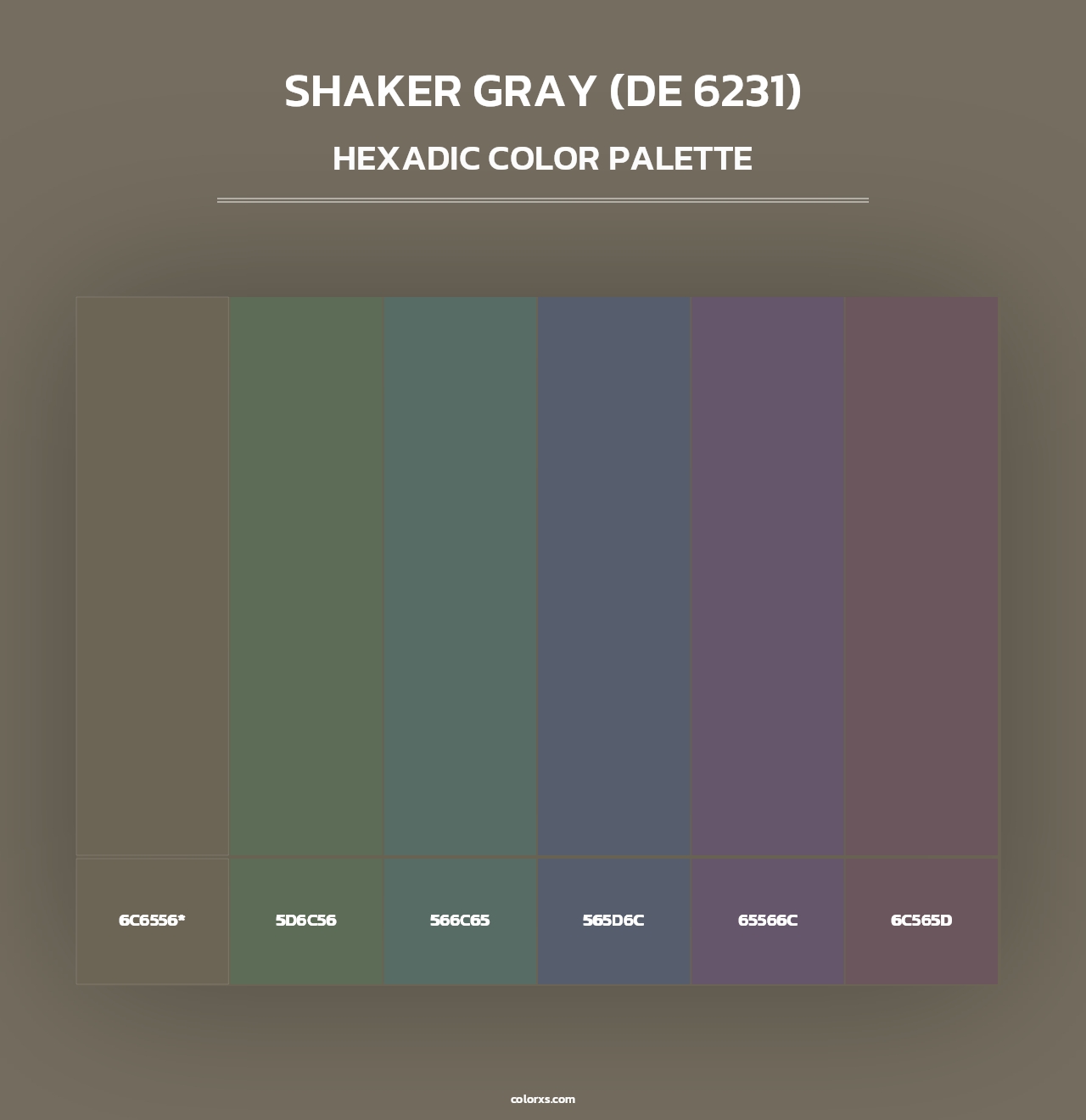 Shaker Gray (DE 6231) - Hexadic Color Palette