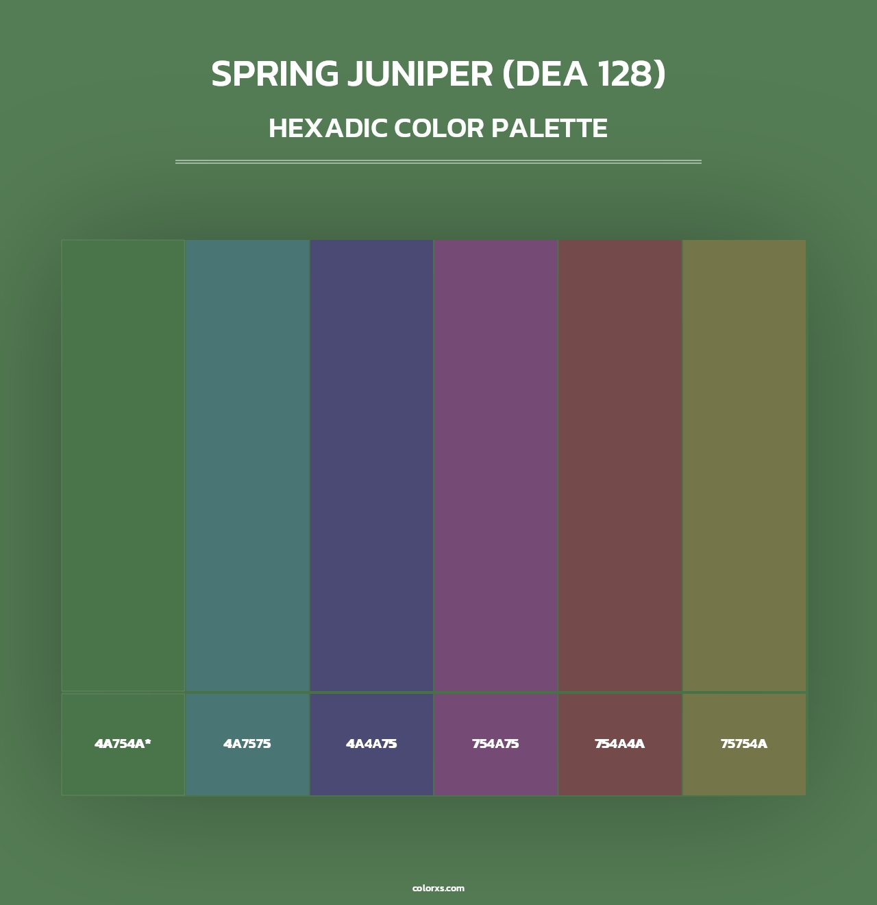 Spring Juniper (DEA 128) - Hexadic Color Palette