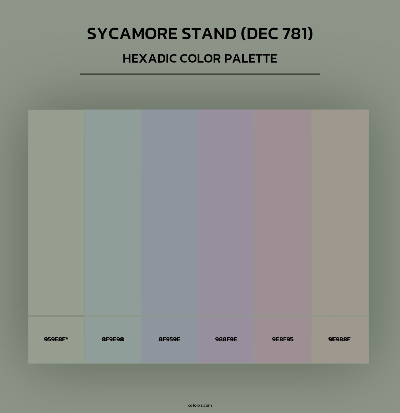 Sycamore Stand (DEC 781) - Hexadic Color Palette