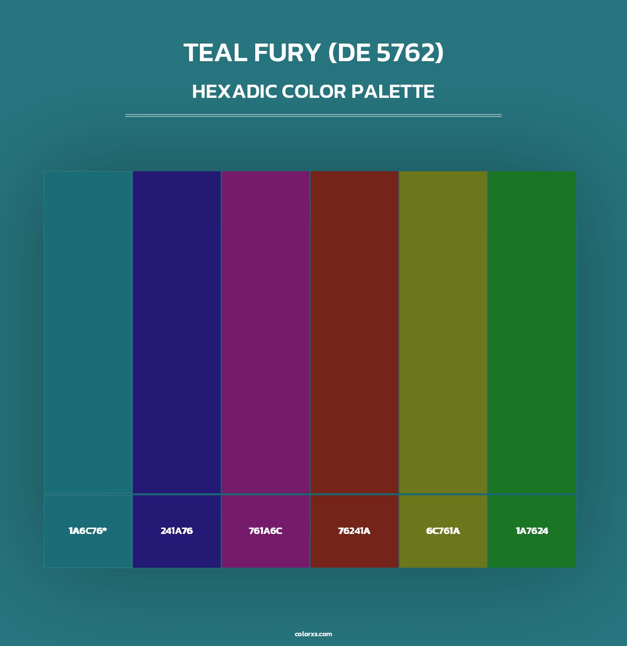 Teal Fury (DE 5762) - Hexadic Color Palette